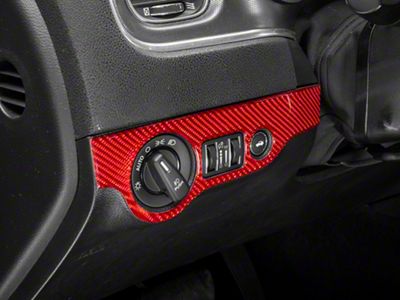 SpeedForm Headlight Switch Panel Trim; Red Carbon Fiber (11-23 Charger)