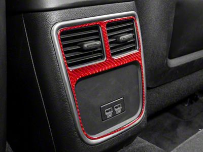 SpeedForm Rear Console with USB Vent Trim; Red Carbon Fiber (15-23 Charger)