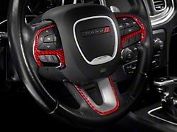 SpeedForm Steering Wheel Trim; Red Carbon Fiber (15-23 Charger)