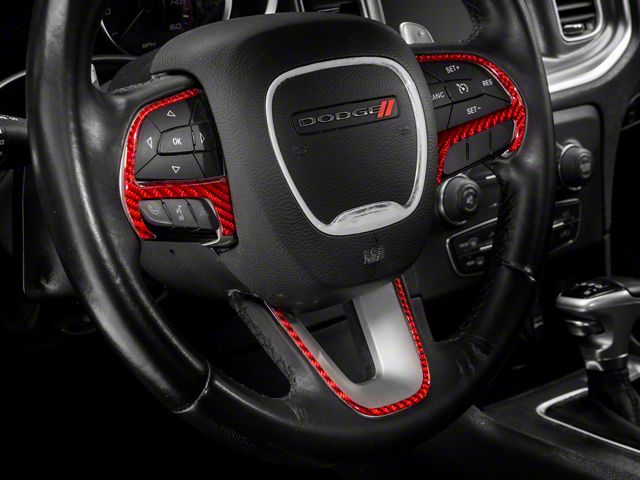 SpeedForm Steering Wheel Trim; Red Carbon Fiber (15-23 Charger)