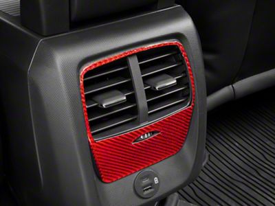 SpeedForm Rear Air Vent Outlet Trim; Red Carbon Fiber (21-25 Mustang Mach-E)