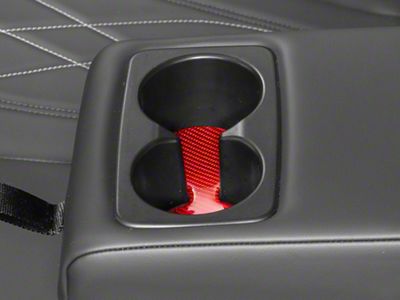 SpeedForm Rear Cup Holder Trim; Red Carbon (21-25 Mustang Mach-E)