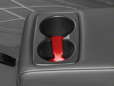 SpeedForm Rear Cup Holder Trim; Red Carbon (21-24 Mustang Mach-E)