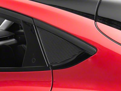 SpeedForm Exterior Rear Quarter Window Trim; Black Carbon Fiber (21-24 Mustang Mach-E)