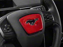 SpeedForm Steering Wheel Center Trim; Red Carbon Fiber (21-25 Mustang Mach-E)