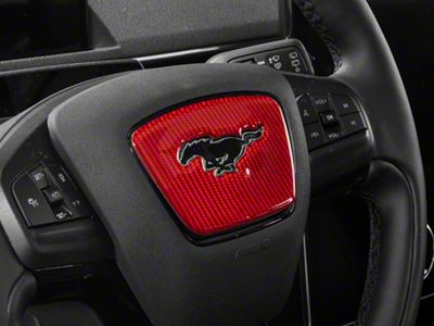 SpeedForm Steering Wheel Center Trim; Red Carbon Fiber (21-25 Mustang Mach-E)