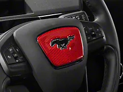 SpeedForm Steering Wheel Center Trim; Red Carbon Fiber (21-24 Mustang Mach-E)