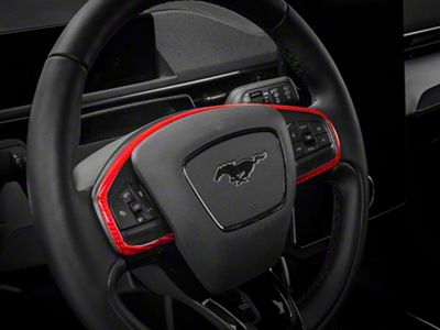 SpeedForm Steering Wheel Trim; Red Carbon Fiber (21-25 Mustang Mach-E)