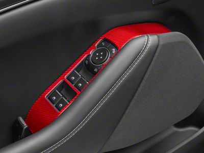 SpeedForm Window Switch Trim; Red Carbon Fiber (21-25 Mustang Mach-E)