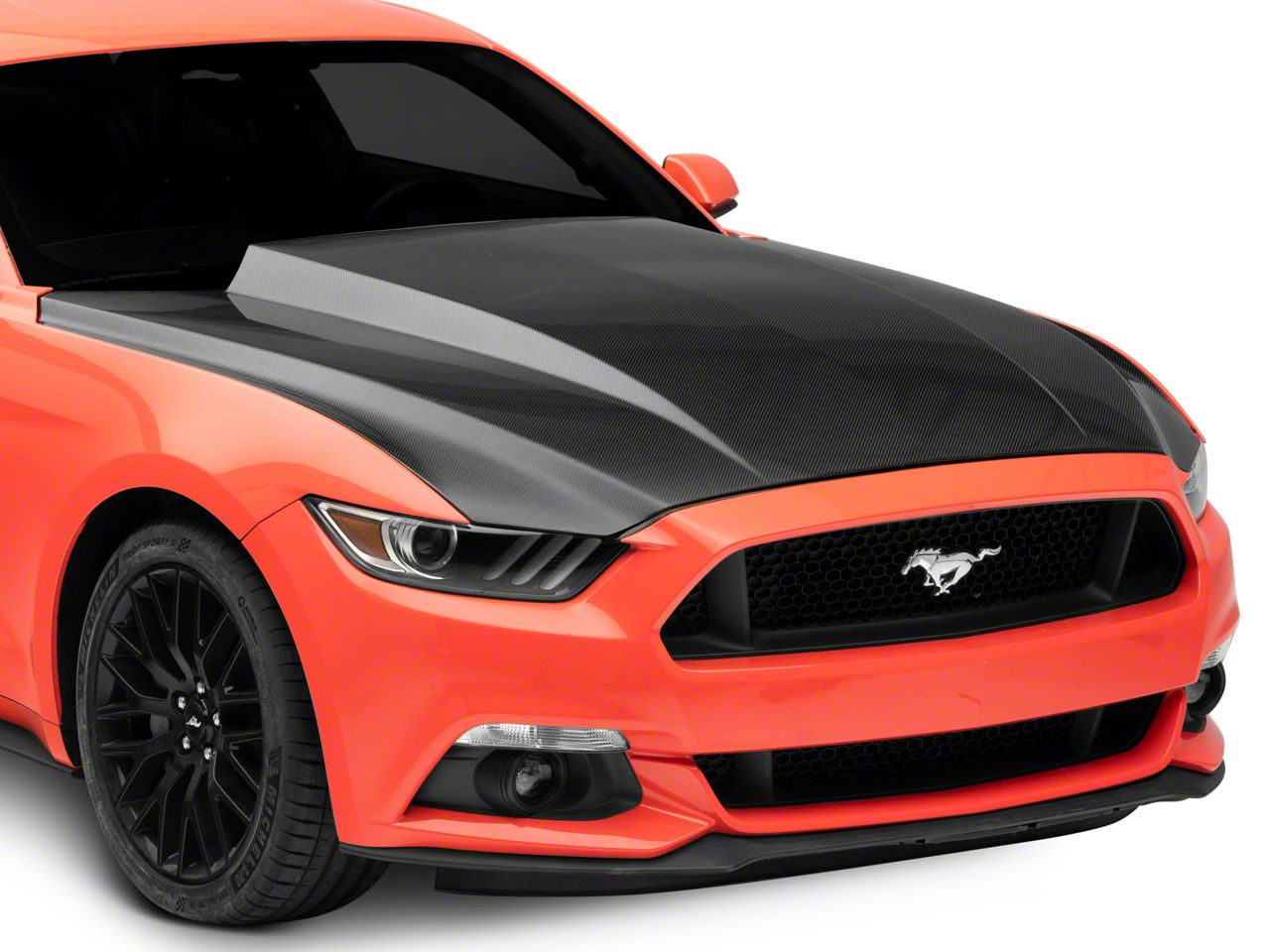 SpeedForm Mustang 3-Inch Cowl Hood; Carbon Fiber FM15AHCWLCFH (15-17 ...