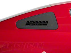 SEC10 AmericanMuscle Quarter Window Decal; Gloss Black (79-14 Mustang)