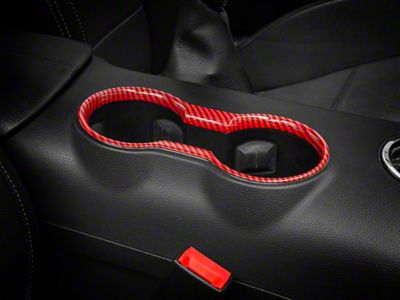 SpeedForm Center Console Cup Holder Trim; Red Carbon (15-23 Mustang)