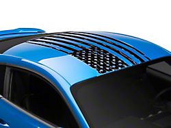 SEC10 Distressed Flag Roof Panel Decal without Antenna Cutout; Gloss Black (2024 Mustang Fastback)