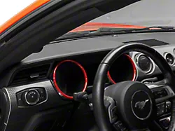 SpeedForm Gauge Panel Trim Rings; Red Carbon (15-18 Mustang)
