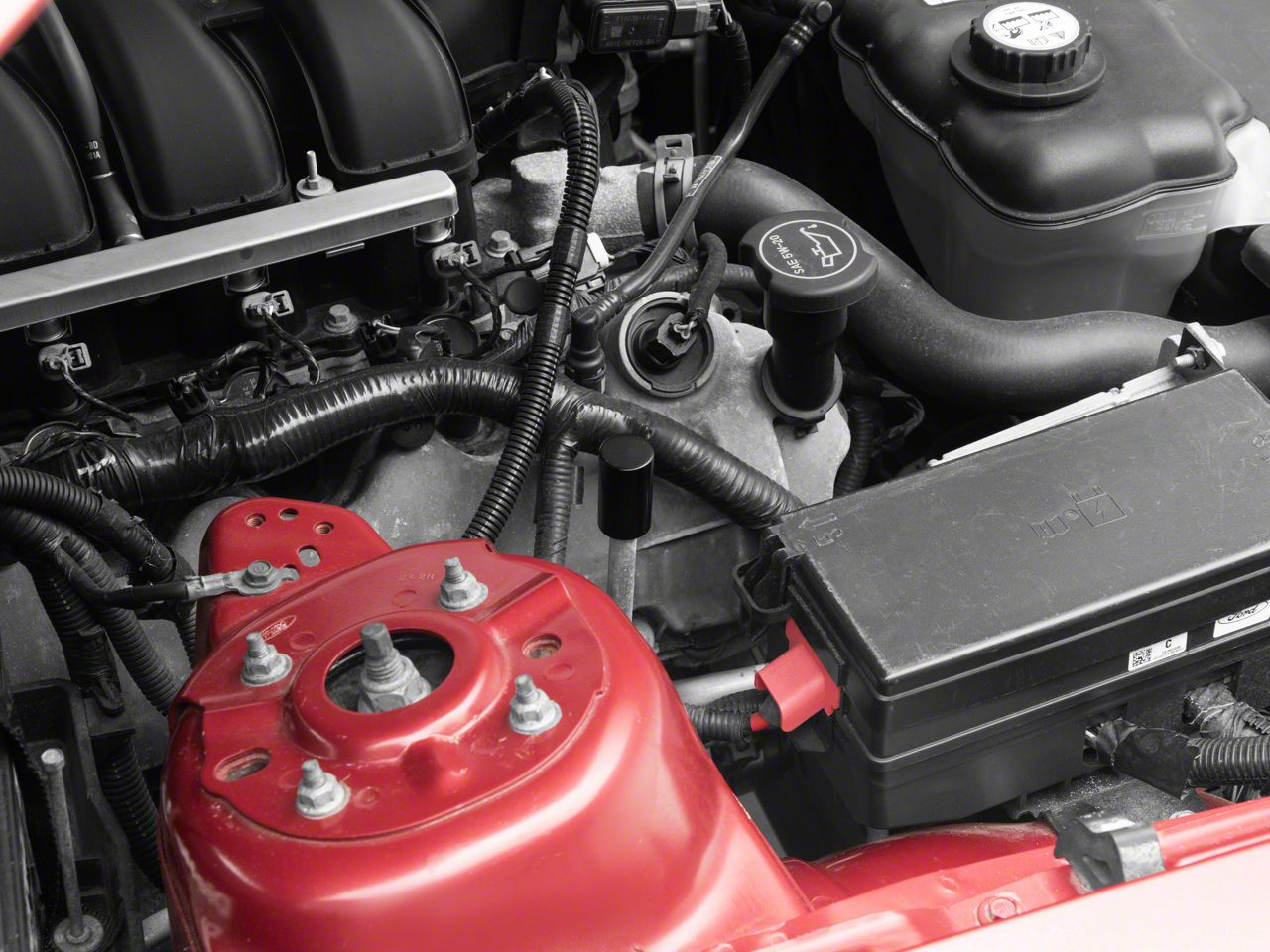 UPR Products Billet A/C Fill Line Cap Cover Kit For 2005-2010 Ford Mustang - Brushed Satin Finish
