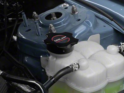 SpeedForm Modern Billet Radiator Cap Cover; Black (24-25 Mustang)