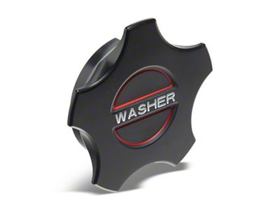SpeedForm Modern Billet Windshield Washer Fluid Cap; Black (15-23 Mustang)