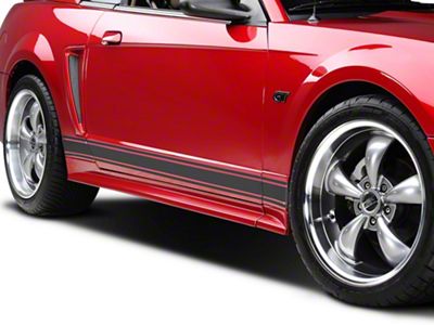 SEC10 Rocker Stripes; Matte Black (79-23 Mustang)