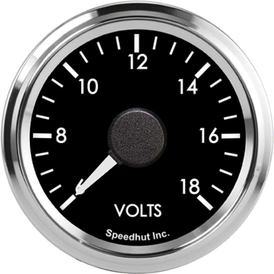 Speedhut Universal AM Cobra Series 2-1/16-Inch Volt Gauge; 6-18 Volts ...