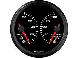 Speedhut EV Series Orion 3-3/8-Inch Dual Gauge with Warning; Battery Level 0 to 100%; Motor Temperature 0-80 Degrees Ceclius (Universal; Some Adaptation May Be Required)