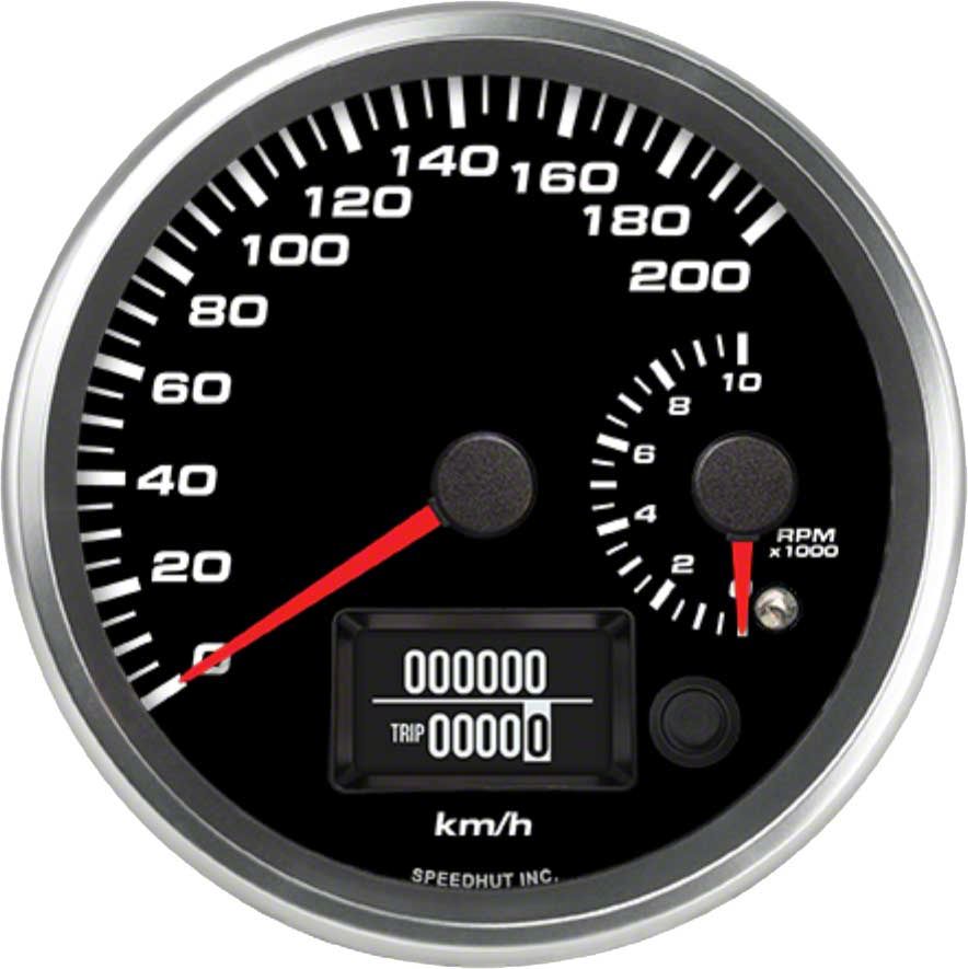 Speedhut Universal AM Revolution Series 4-1/2-Inch Dual Gauge; 200 KM/H ...