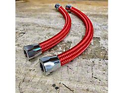 Black Nylon Braided Oil Catch Can Line Kit; Red Fitting (09-23 5.7L HEMI Challenger w/o Shaker Hood)