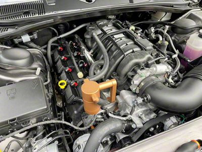 SpeedLogix Oil Catch Can with S Mount; Red (08-23 5.7L HEMI Challenger w/o Shaker Hood)