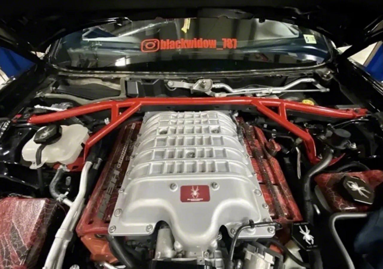 SpeedLogix Charger 4Point Front Strut Tower Brace; Gloss Black SX306