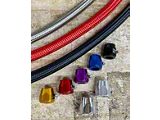 Black Nylon Braided Oil Catch Can Line Kit; Blue Fitting (12-23 6.4L HEMI Charger w/o Shaker Hood)