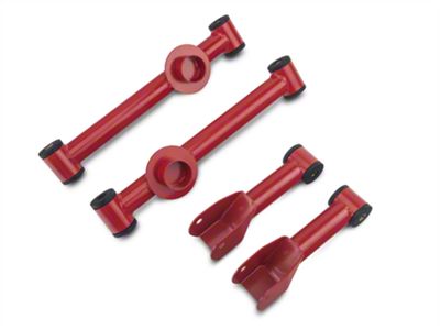 Rear Upper and Lower Control Arms; Red (79-04 Mustang, Excluding 99-04 Cobra)