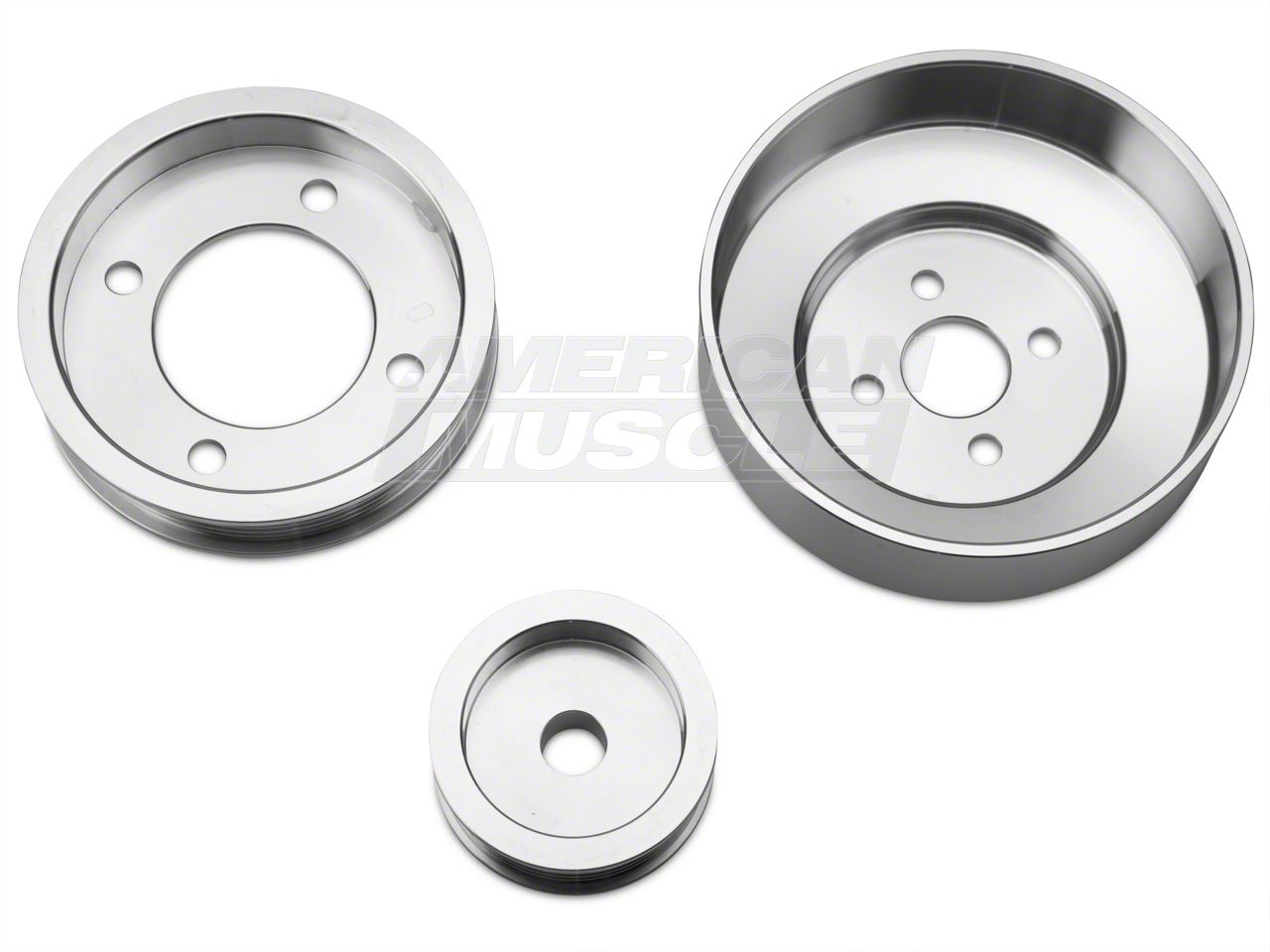 SR Performance Mustang Underdrive Pulleys; Polished 525570 SR Performance Mustang Underdrive Pulleys; Polished 525570