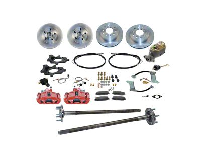 SSBC-USA 4-Wheel Disc Brake Conversion Kit with 5-Lug Axles and Vented Rotors; Red Calipers (87-92 Mustang)