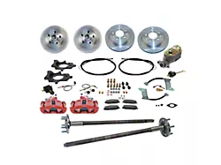 SSBC-USA 4-Wheel Disc Brake Conversion Kit with 5-Lug Axles and Vented Rotors; Red Calipers (87-92 Mustang)
