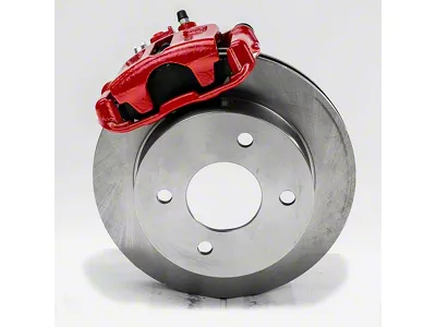 SSBC-USA Rear Drum to Disc Brake Conversion Kit with Cross-Drilled/Slotted Rotors; Red Calipers (87-92 Mustang)