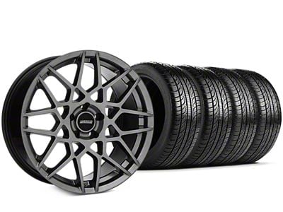 Staggered 2013 GT500 Style Hyper Dark Wheel & Pirelli P-Zero Nero Tire Kit; 19x8.5 (15-22 Mustang GT, EcoBoost, V6)