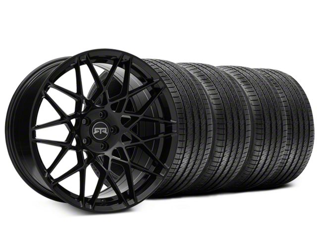 Staggered RTR Tech Mesh Gloss Black Wheel and Sumitomo Maximum Performance HTR Z5 Tire Kit; 20x9.5/10.5 (05-14 Mustang GT w/o Performance Pack, V6)