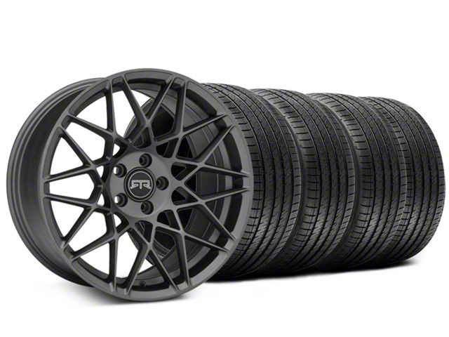 Staggered RTR Tech Mesh Satin Charcoal Wheel and Sumitomo Maximum Performance HTR Z5 Tire Kit; 20x9.5/10.5 (15-23 Mustang GT, EcoBoost, V6)