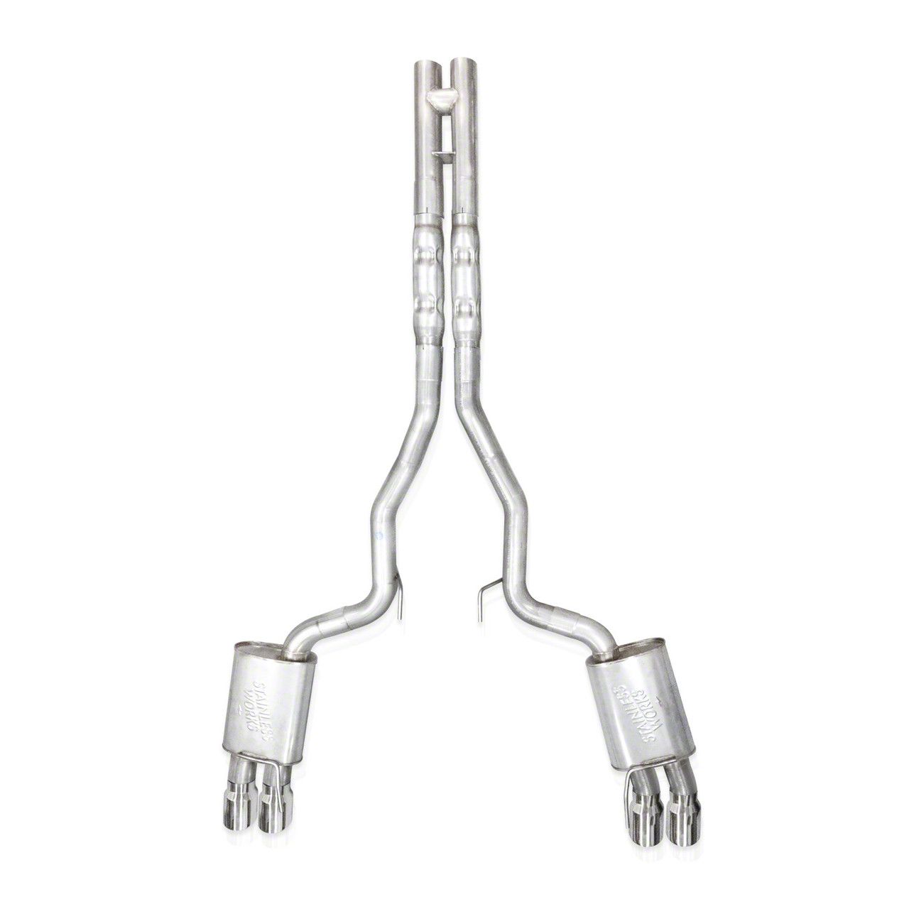 Stainless Works Legend Series Cat-Back Exhaust with H-Pipe and Quad Tips; Performance Connect (2024 Mustang GT Fastback w/ Active Exhaust, Dark Horse)