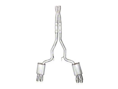 Stainless Works Legend Series Cat-Back Exhaust with X-Pipe and Quad Tips; Factory Connect (24-25 Mustang GT Fastback w/ Active Exhaust, Dark Horse)