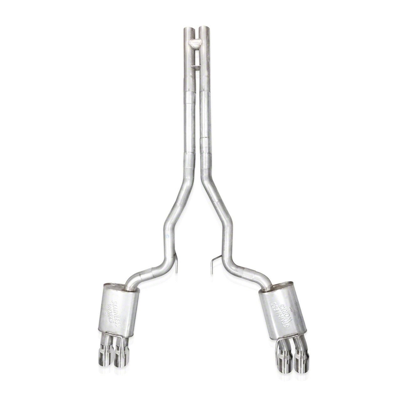 Stainless Works Redline Series Cat-Back Exhaust with H-Pipe and Quad Tips; Performance Connect (2024 Mustang GT Fastback w/ Active Exhaust, Dark…