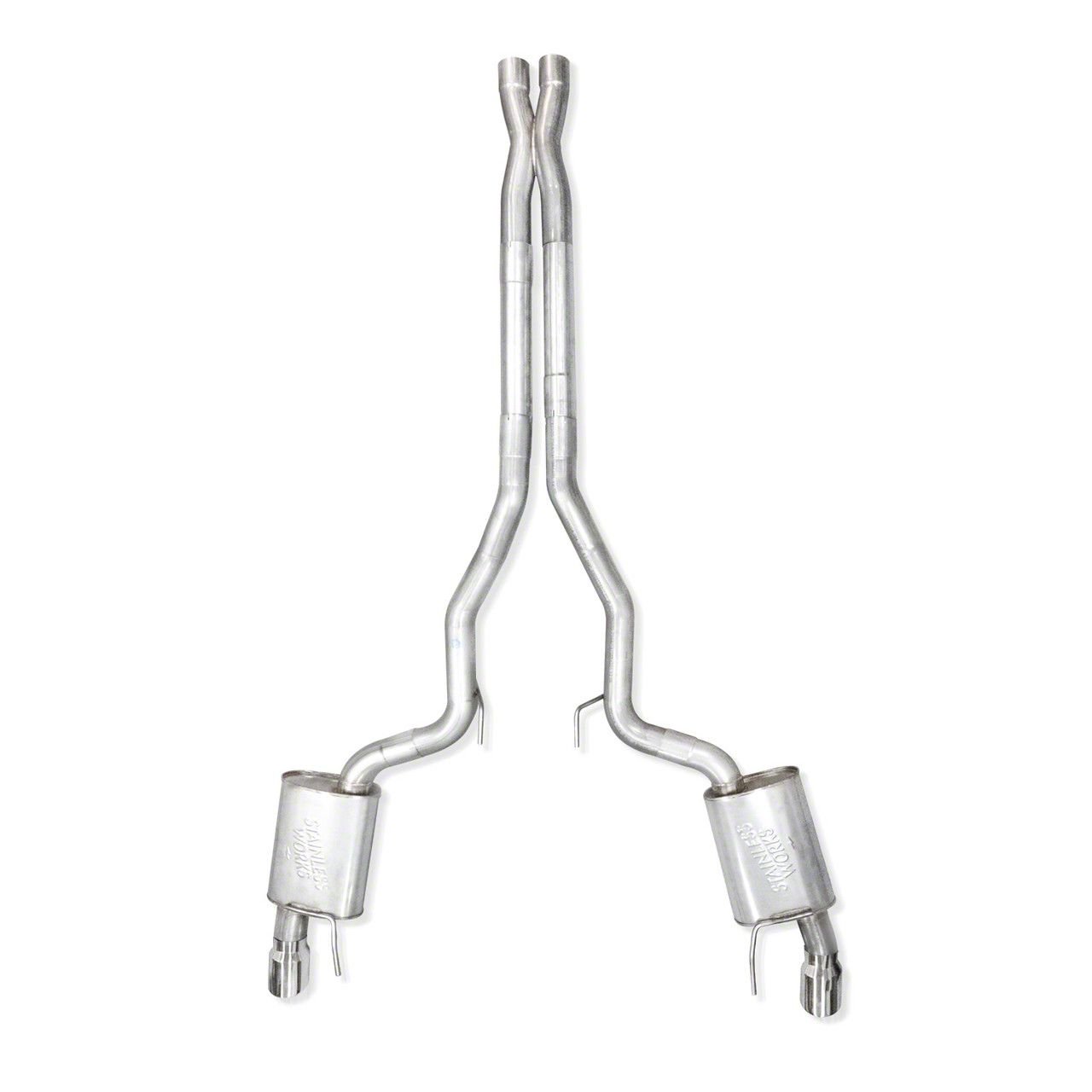 Stainless Works Redline Series Cat-Back Exhaust with X-Pipe; Factory Connect (2024 Mustang GT Fastback w/o Active Exhaust)