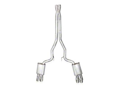 Stainless Works Redline Series Cat-Back Exhaust with X-Pipe and Quad Tips; Factory Connect (24-25 Mustang GT Fastback w/ Active Exhaust, Dark Horse)
