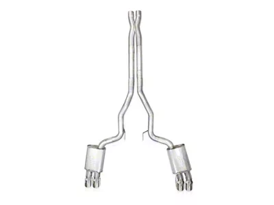 Stainless Works Redline Series Cat-Back Exhaust with X-Pipe and Quad Tips; Performance Connect (24-25 Mustang GT Fastback w/ Active Exhaust, Dark Horse)