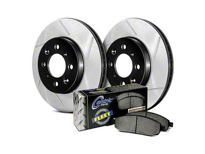 StopTech Truck Axle Slotted Brake Rotor and Pad Kit; Rear (10-15 Camaro LS, LT)