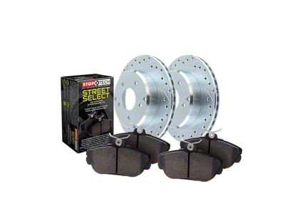 StopTech Sport Axle Drilled and Slotted Brake Rotor and Pad Kit; Front (10-15 Camaro SS)