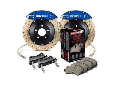 StopTech ST-40 Performance Drilled Coated 2-Piece Front Big Brake Kit with 332x32mm Rotors; Blue Calipers (98-02 Camaro)