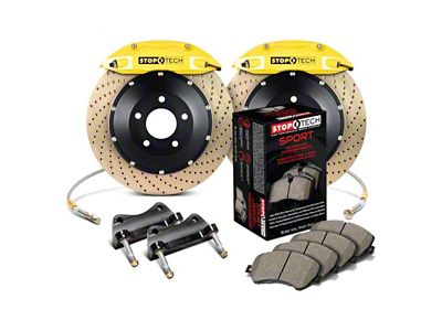 StopTech ST-40 Performance Drilled Coated 2-Piece Front Big Brake Kit with 332x32mm Rotors; Yellow Calipers (98-02 Camaro)