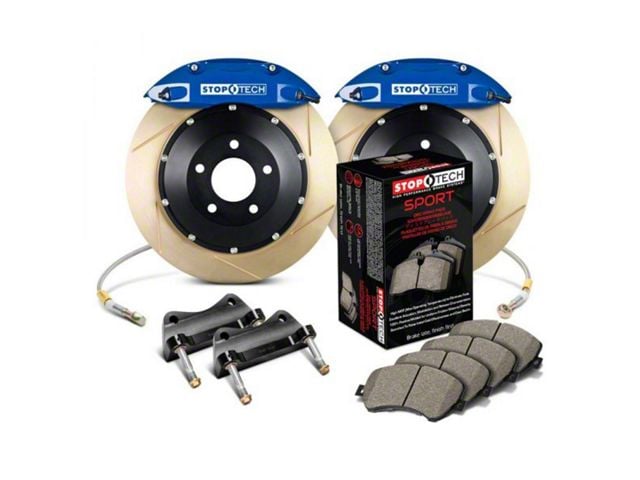 StopTech ST-40 Performance Slotted Coated 2-Piece Front Big Brake Kit with 332x32mm Rotors; Blue Calipers (98-02 Camaro)