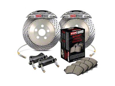 StopTech ST-40 Trophy Sport Drilled 2-Piece Front Big Brake Kit with 332x32mm Rotors; Silver Calipers (98-02 Camaro)