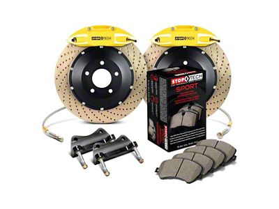 StopTech ST-41 Performance Drilled Coated 2-Piece Rear Big Brake Kit; Yellow Calipers (10-15 Camaro LS, LT)